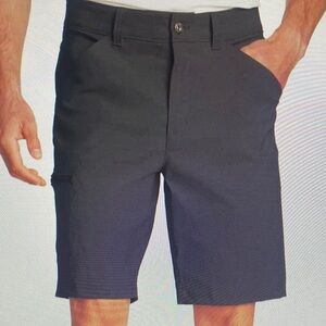 EDDIE BAUER Mens Rainier Tech Short BLACK 34 Stretch Nylon 10" Inseam Zip Pocket